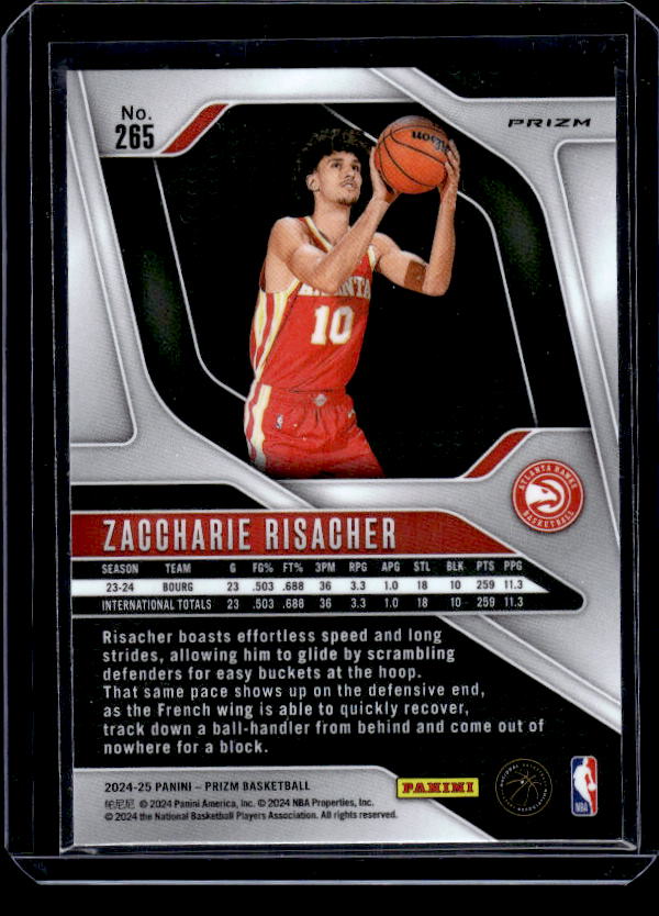 2024-25 Panini Prizm #265 Zaccharie Risacher Prizms Orange Ice