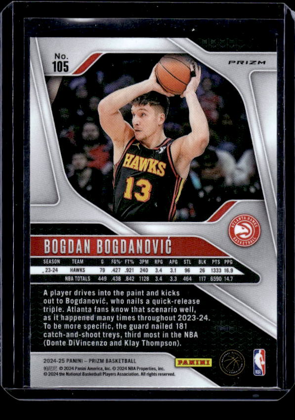 2024-25 Panini Prizm #105 Bogdan Bogdanovic Prizms Green