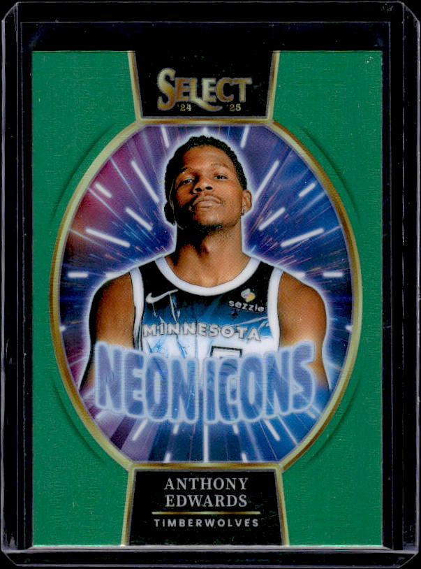 2024-25 Panini Select #19 Anthony Edwards Neon Icons Green Prizms