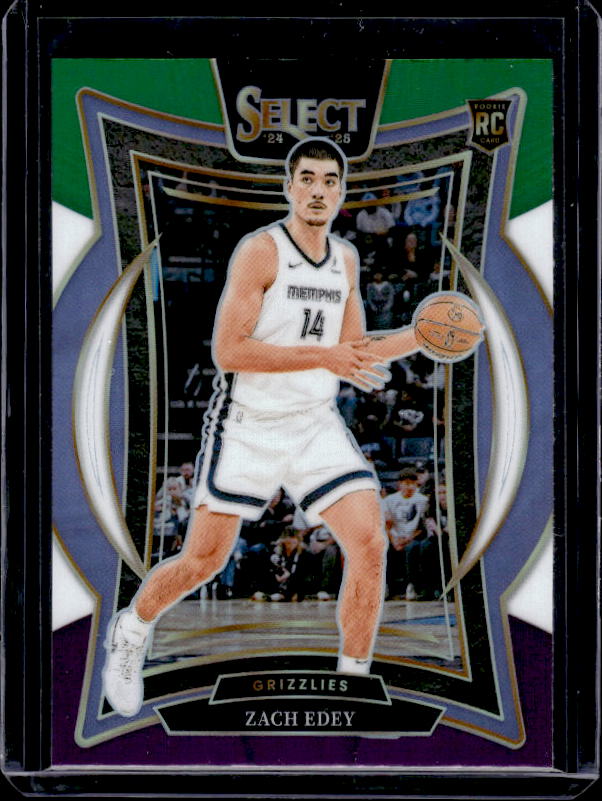 2024-25 Panini Select #98 Zach Edey Green White Purple Prizm