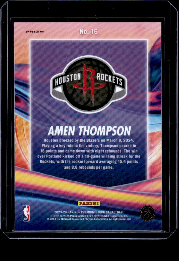 2023-24 Hoops Premium Stock #16 Amen Thompson Anti Gravity Silver Prizm