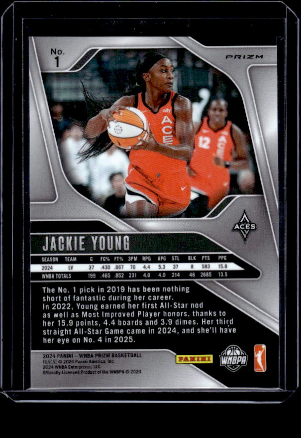2024 Panini Prizm WNBA #1 Jackie Young Orange Velocity Prizms