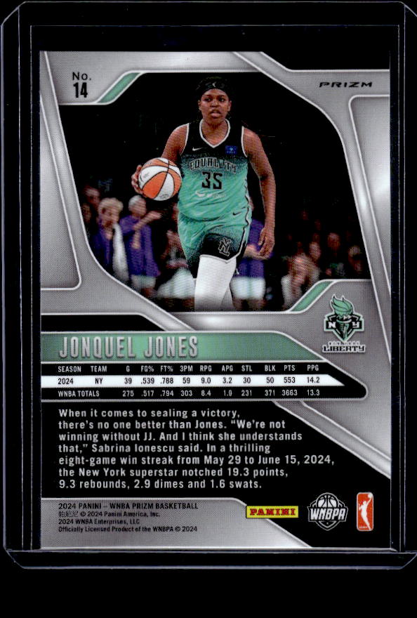 2024 Panini Prizm WNBA #14 Jonquel Jones Ice Orange Prizms