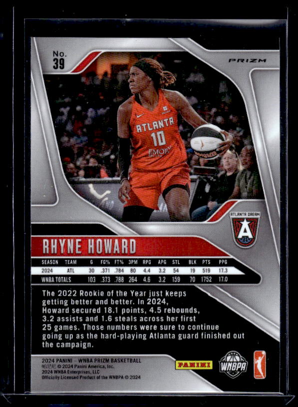 2024 Panini Prizm WNBA #39 Rhyne Howard Ice Orange Prizms