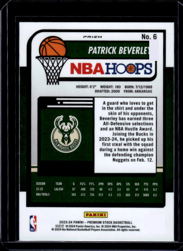 2023-24 Hoops Premium Stock #6 Patrick Beverley Ice Prizm