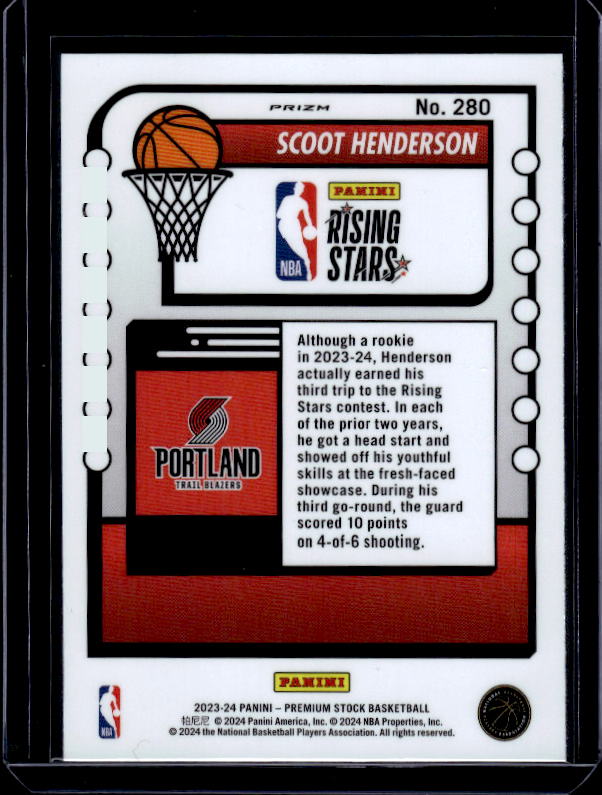 2023-24 Hoops Premium Stock #280 Scoot Henderson Ice Prizm