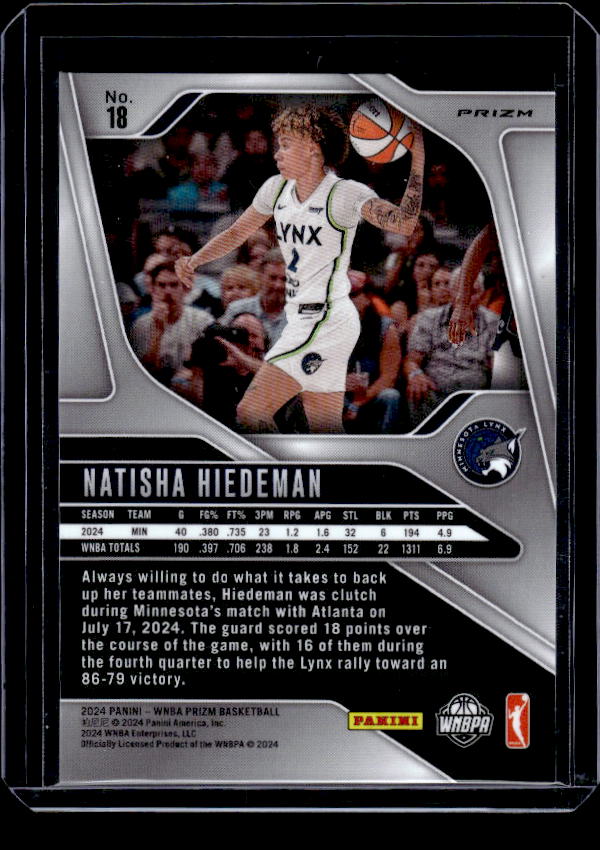 2024 Panini Prizm WNBA #18 Natisha Hiedeman Green Prizms
