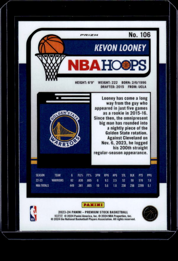 2023-24 Hoops Premium Stock #106 Kevon Looney Ice Prizm