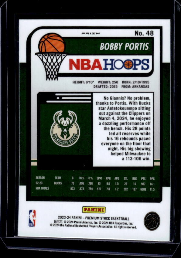 2023-24 Hoops Premium Stock #48 Bobby Portis Ice Prizm