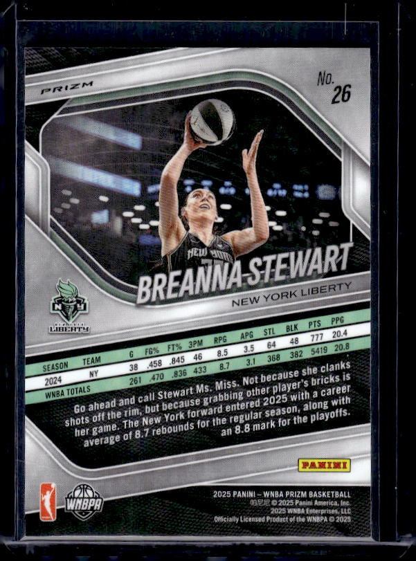 2025 Panini Prizm WNBA #26 Breanna Stewart Ice Prizms