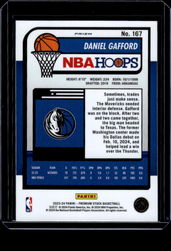 2023-24 Hoops Premium Stock #167 Daniel Gafford Ice Prizm