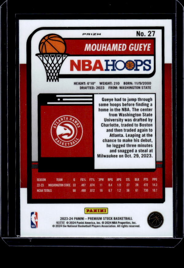 2023-24 Hoops Premium Stock #27 Mouhamed Gueye Ice Prizm