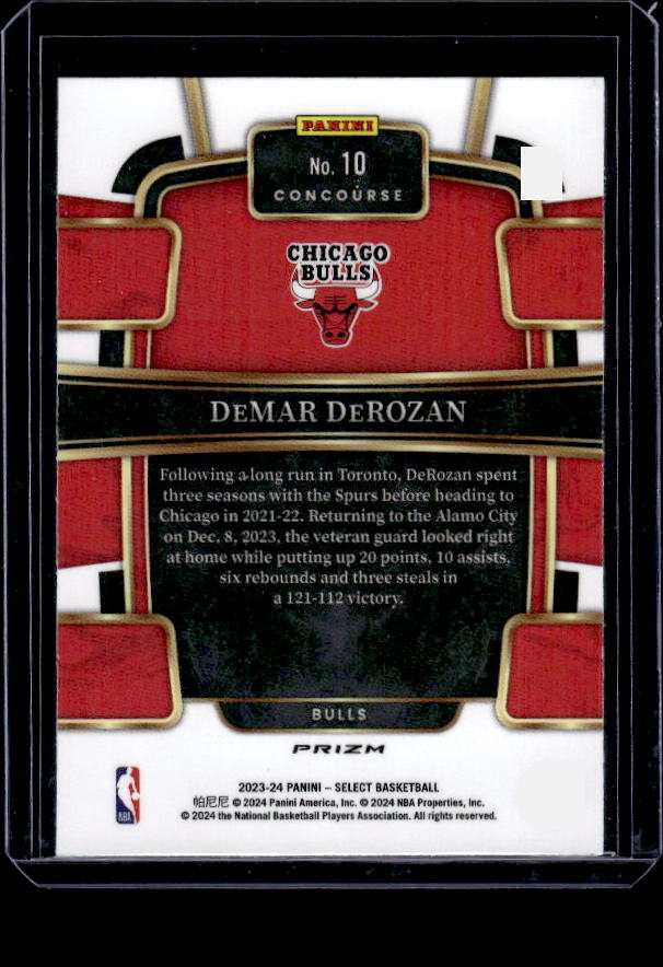 2023-24 Panini Select #10 DeMar DeRozan Silver Prizms