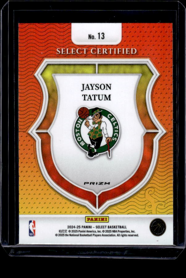 2024-25 Panini Select #13 Jayson Tatum Select Certified Red Prizms