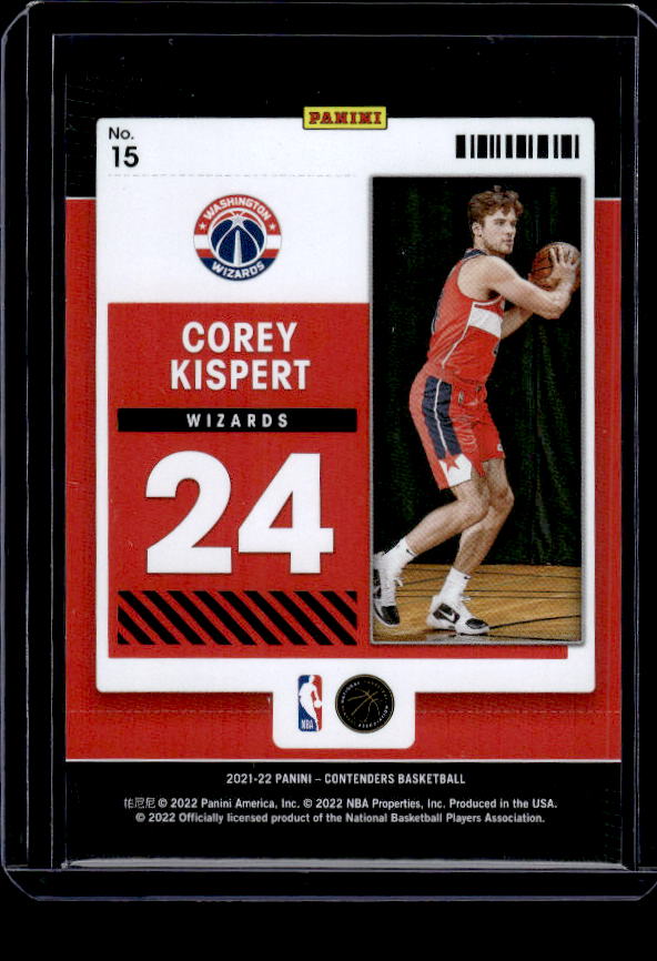 2021-22 Panini Contenders #15 Corey Kispert Rookie of the Year Contenders