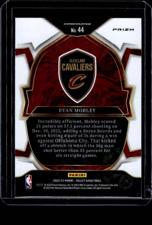 2022-23 Panini Select #44 Evan Mobley Tri-Color Prizms