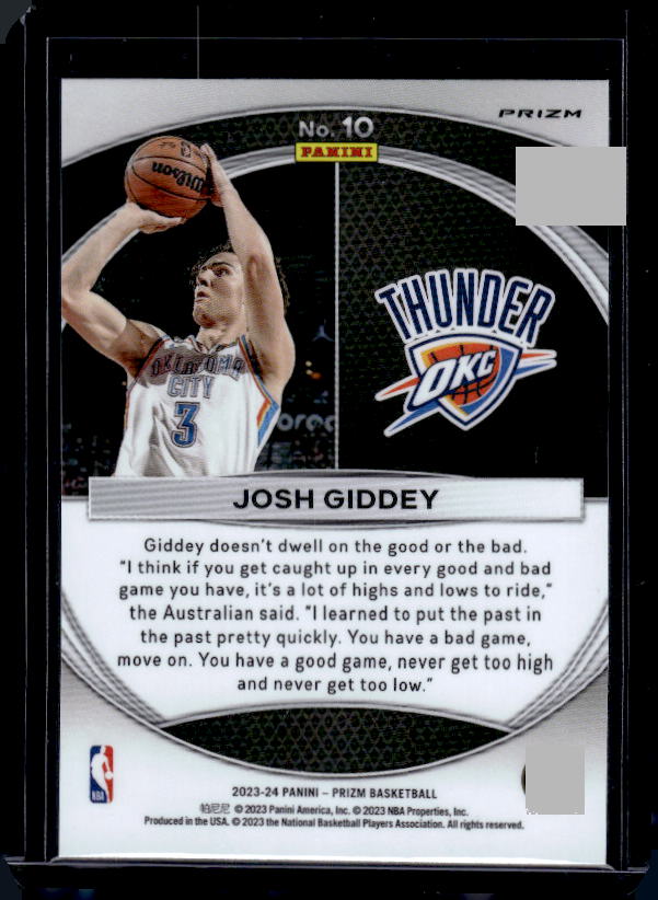 2023-24 Panini Prizm #10 Josh Giddey Global Reach Prizms Silver