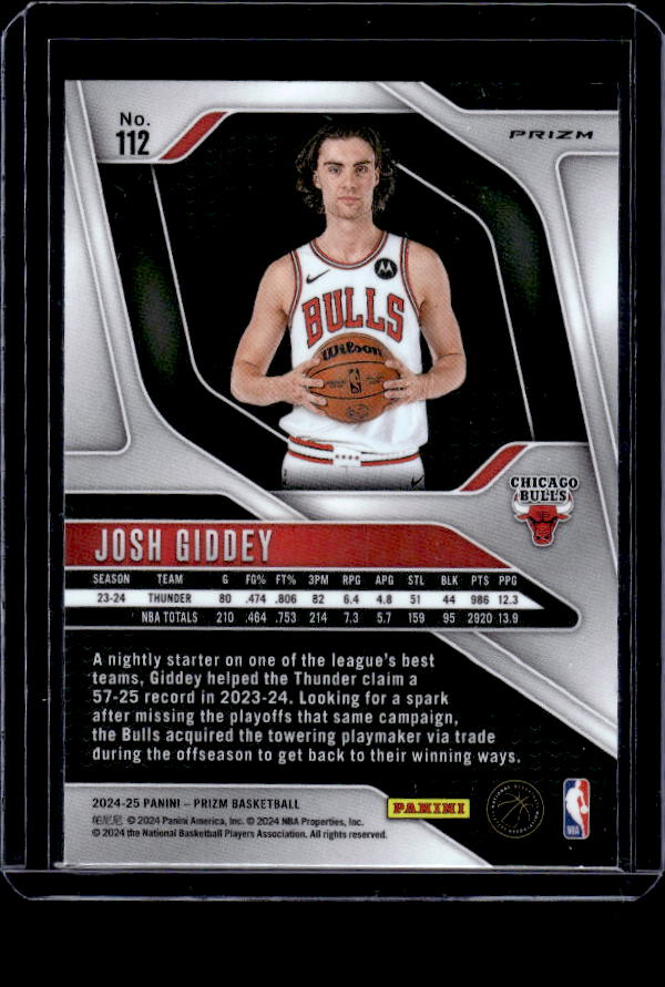 2024-25 Panini Prizm #112 Josh Giddey Prizms Silver