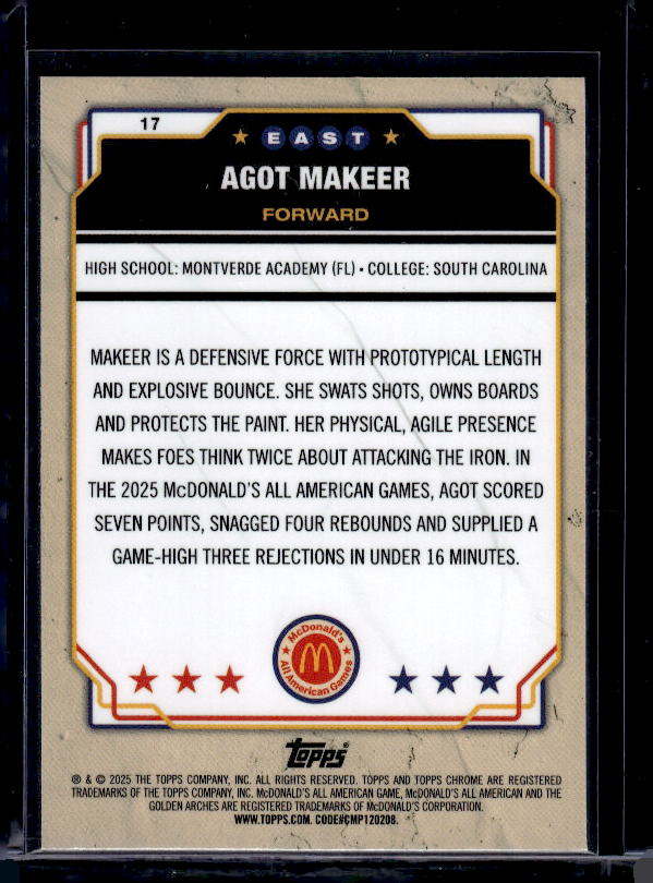 2025 Topps Chrome McDonald's All American #17 Agot Makeer RayWave