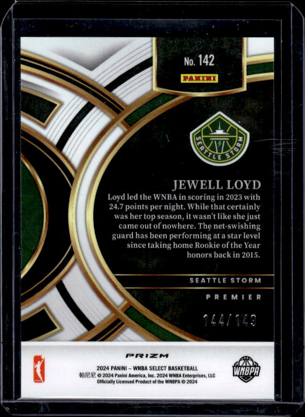 2024 Panini Select WNBA #142 Jewell Loyd Prizms Purple Ice #/149