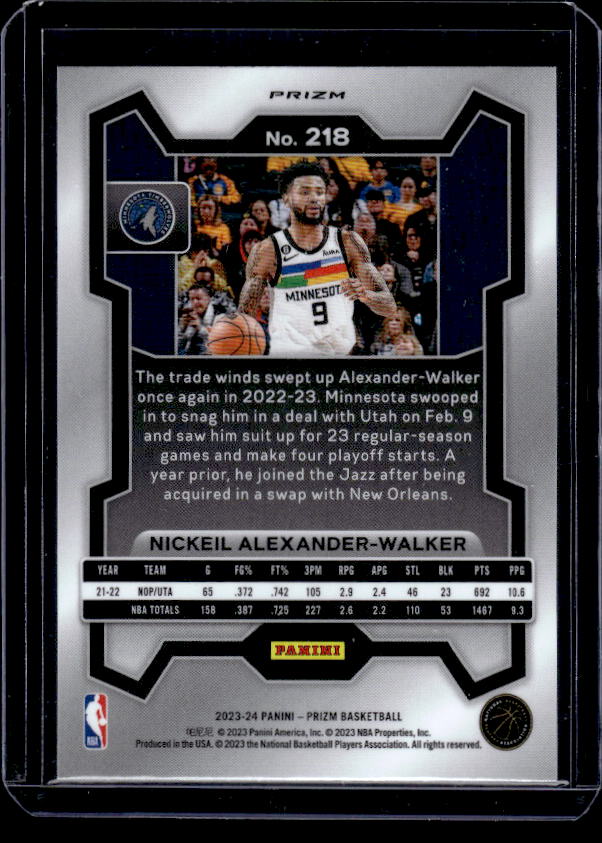 2023-24 Panini Prizm #218 Nickeil Alexander-Walker Prizms Blue Yellow Green