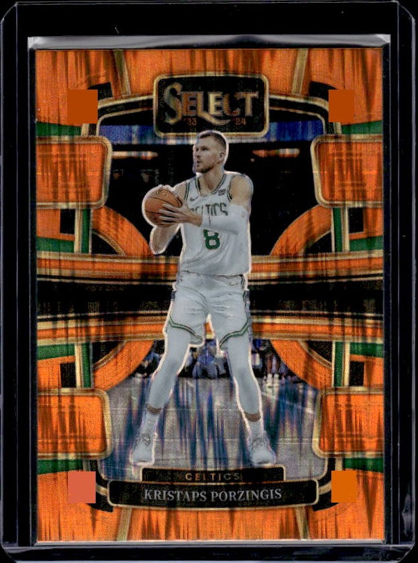 2023-24 Panini Select #62 Kristaps Porzingis Orange Flash Prizms