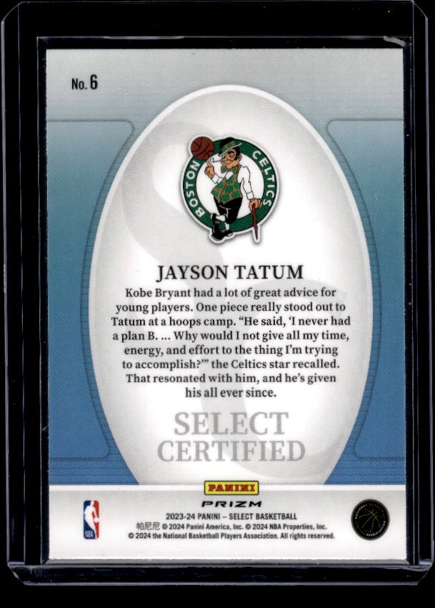 2023-24 Panini Select #6 Jayson Tatum Select Certified Red Prizms