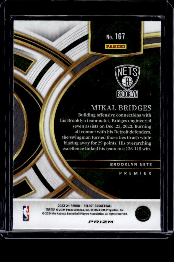 2023-24 Panini Select #167 Mikal Bridges Green White Purple Prizms