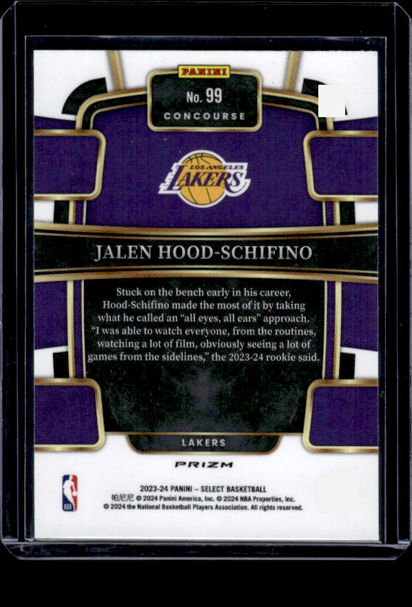 2023-24 Panini Select #99 Jalen Hood-Schifino Silver Prizms