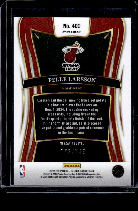 2024-25 Panini Select #400 Pelle Larsson Purple Flash Prizm #/249