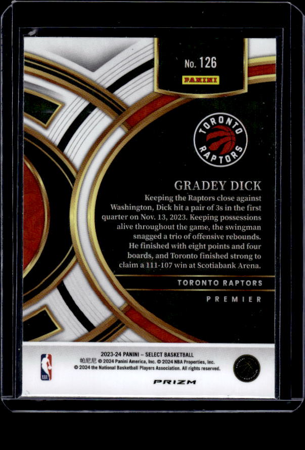 2023-24 Panini Select #126 Gradey Dick Blue Prizms
