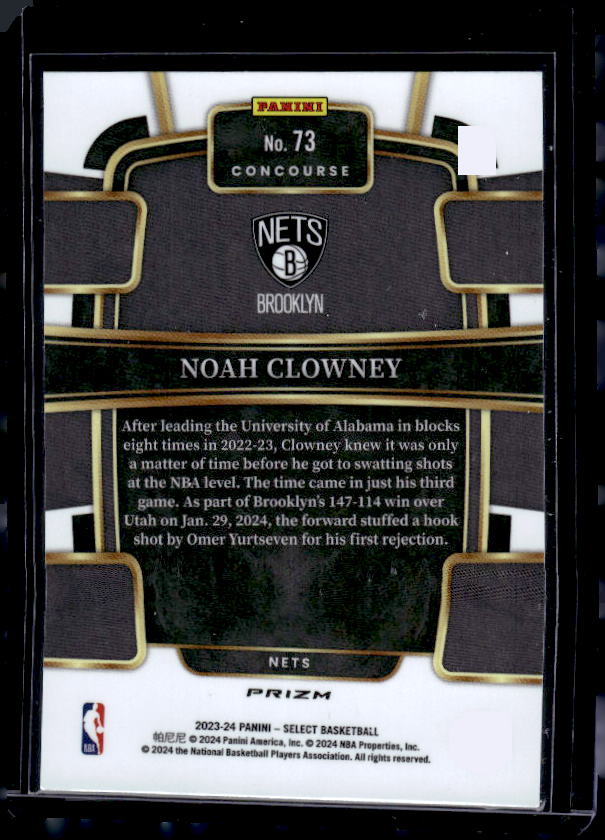 2023-24 Panini Select #73 Noah Clowney Orange Flash Prizms