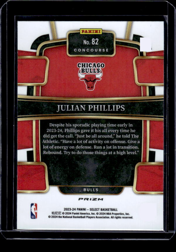 2023-24 Panini Select #82 Julian Phillips Orange Tectonic Prizms