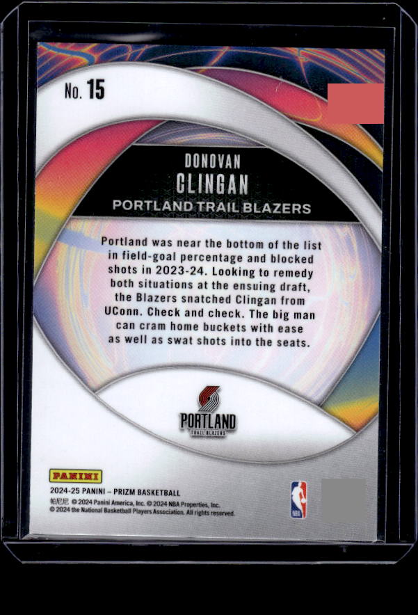 2024-25 Panini Prizm #15 Donovan Clingan Instant Impact