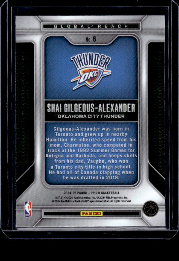 2024-25 Panini Prizm #6 Shai Gilgeous-Alexander Global Reach