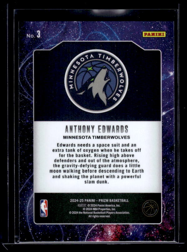 2024-25 Panini Prizm #3 Anthony Edwards Deep Space