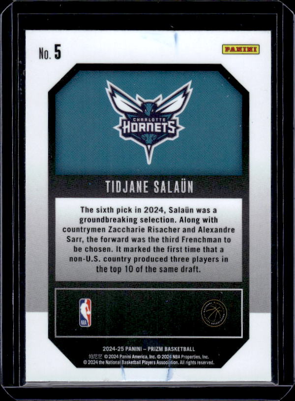 2024-25 Panini Prizm #5 Tidjane Salaun Emergent