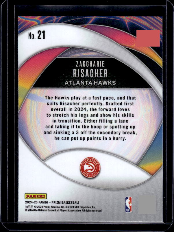 2024-25 Panini Prizm #21 Zaccharie Risacher Instant Impact