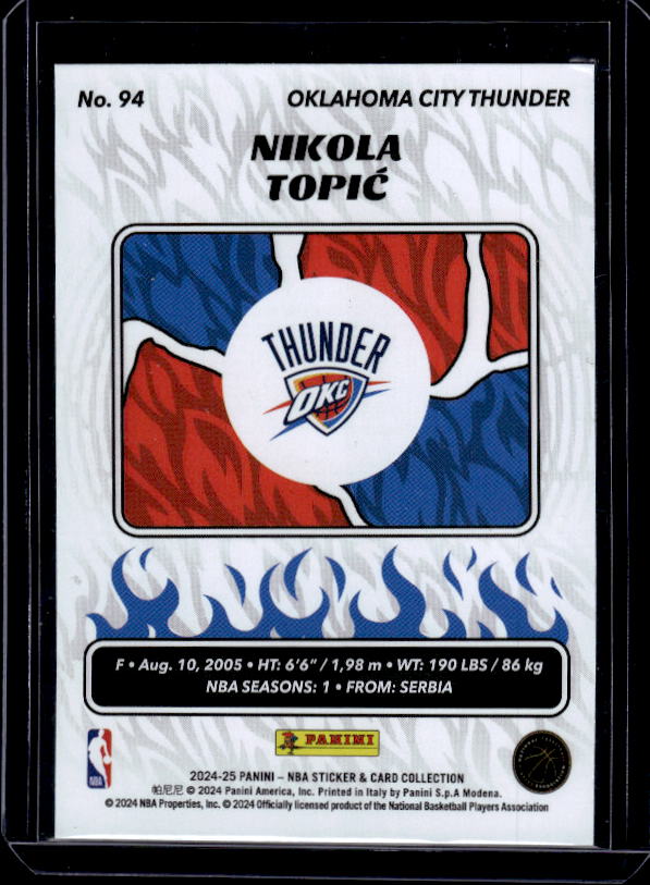 2024-25 Panini NBA Sticker & Card Collection #94 Nikola Topić Cards Silver