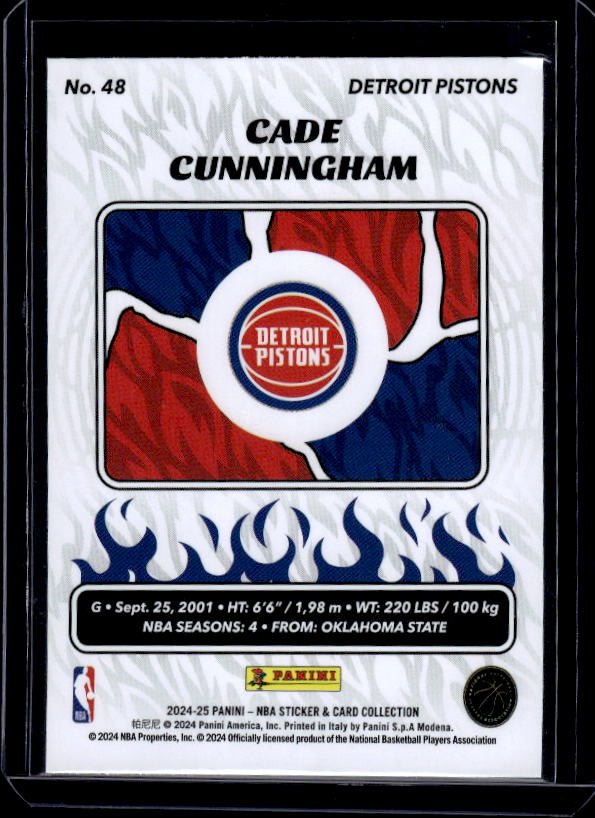 2024-25 Panini NBA Sticker & Card Collection #48 Cade Cunningham Cards
