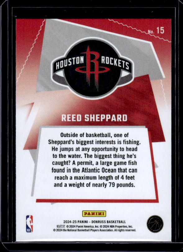 2024-25 Donruss #15 Reed Sheppard Great X-Pectations