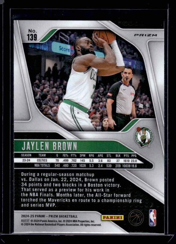 2024-25 Panini Prizm #139 Jaylen Brown Prizms Green