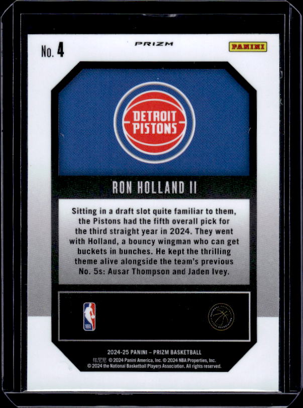2024-25 Panini Prizm #4 Ron Holland II Emergent Prizms Green
