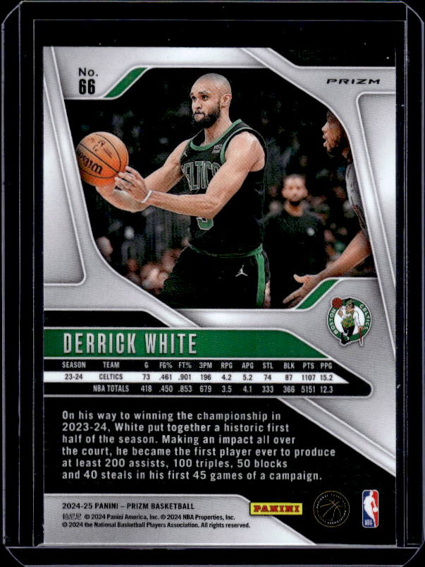 2024-25 Panini Prizm #66 Derrick White Prizms Green
