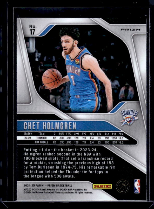 2024-25 Panini Prizm #17 Chet Holmgren Prizms Green
