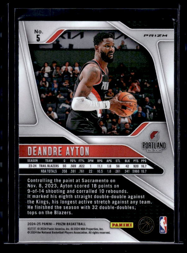 2024-25 Panini Prizm #5 Deandre Ayton Prizms Green