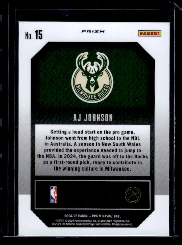 2024-25 Panini Prizm #15 AJ Johnson Emergent Prizms Green