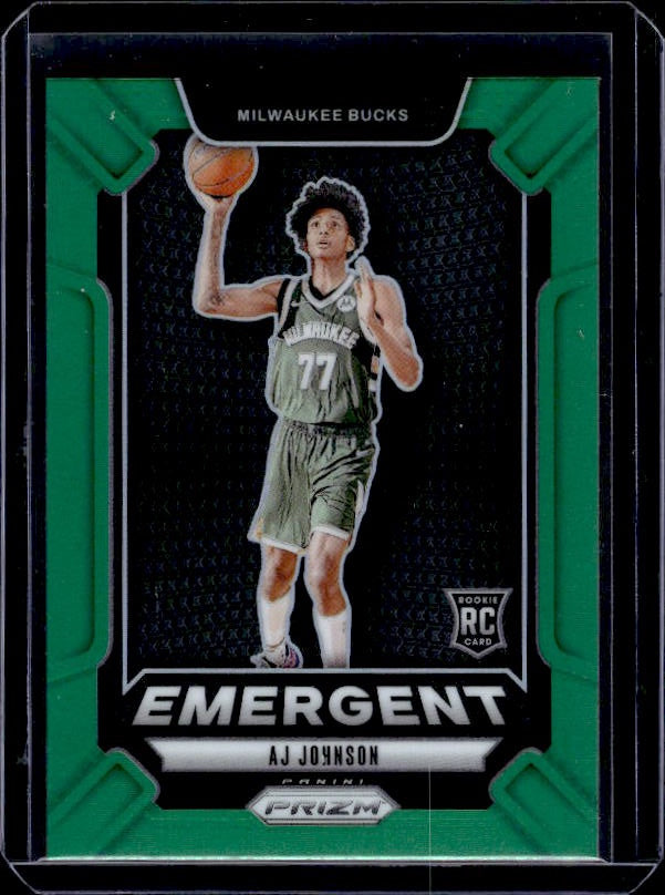 2024-25 Panini Prizm #15 AJ Johnson Emergent Prizms Green