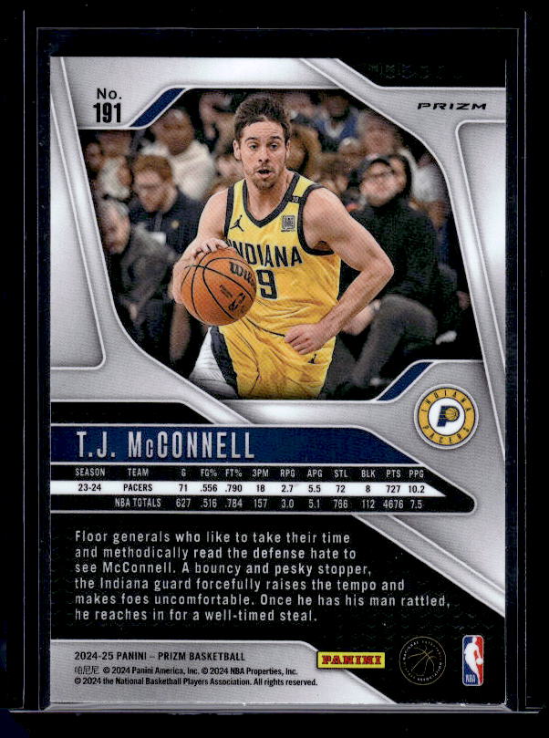 2024-25 Panini Prizm #191 T.J. McConnell Prizms Green