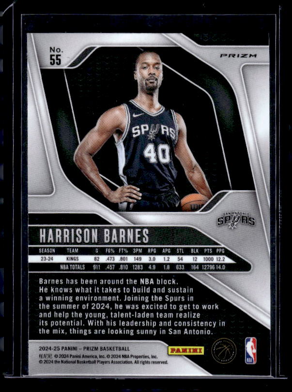 2024-25 Panini Prizm #55 Harrison Barnes Prizms Green